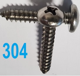 Pan Head Self Tapping Screws Phillips Drive Grade 304 Stainless Steel